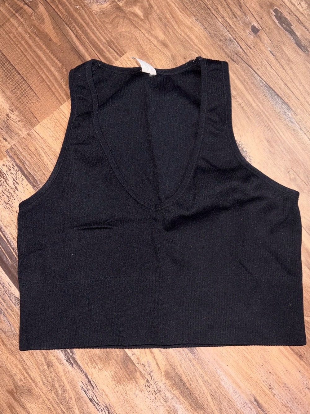 90 Degree By Reflex Black Ribbed V-Neck Crop Top